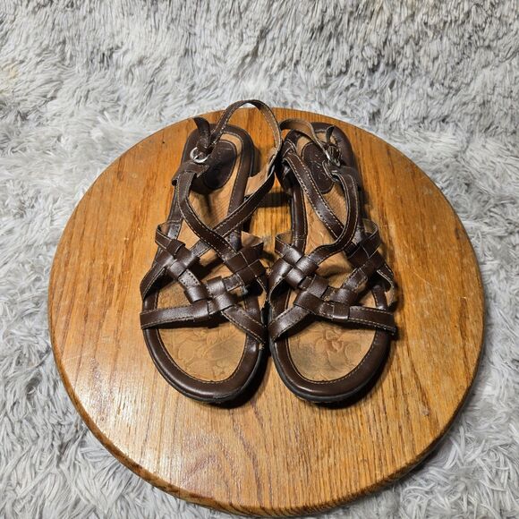 BOC Born Concept Wmn 8M Kesia Strappy Brown Vegan Leather Open Slingback Sandals - Picture 1 of 9